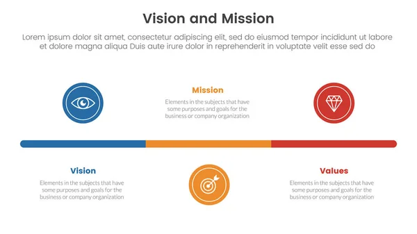 stock vector business vision mission and values analysis tool framework infographic with small circle timeline balance 3 point stages concept for slide presentation vector