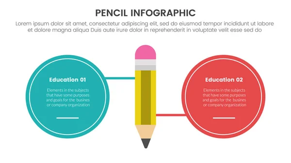 Infographie Éducation Crayon Modèle Étape Points Avec Grand Cercle Connecté — Image vectorielle
