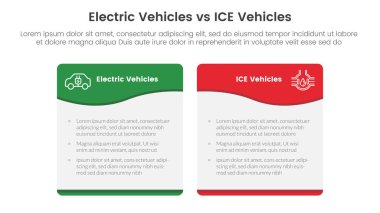 ev vs buz elektrikli araç karşılaştırma kavramı iki nokta listesi bilgi vektörü ile dalga girdap tablosu kutusu pankart için