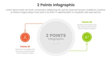 iki nokta listesi bilgi vektörü ile çember çizgisi bağlantısı olan bilgi şablonu pankartı karşılaştırma veya karşılaştırma kavramı