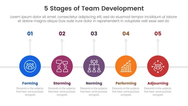 Etap Team Development Model Framework Infographic Point Stage Template Timeline Stock Vektory