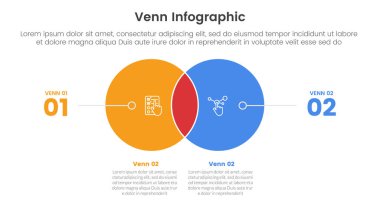 venn diyagramı bilgi şablonu pankartı karşı dairede ve slayt sunum vektörü için 2 nokta listesi bilgisi olan satır numarası