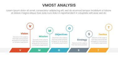 vmost analiz model çerçeve bilgi 5 nokta sahne şablonu ile slayt sunum vektörü için yatay çizgili çember