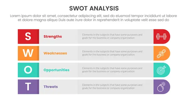 stock vector swot analysis concept infographic template banner with long round rectangle box vertical structure with 4 point list information vector