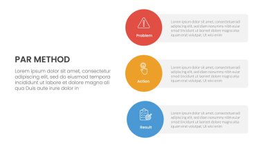 Slayt sunum vektörü için yığın düzeni üzerinde dikey çember şekilli PAR yöntemi bilgi 3 noktası