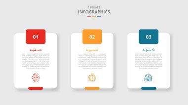Dikey yuvarlak kutulu, başlıklı, gölge biçimli ve iki nokta listesi bilgi vektörlü 3 nokta şablon karşılaştırma kavramı