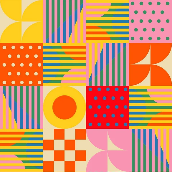 Composição Abstrata Colorida Com Motivos Circulares Formas Geométricas Diversas Fontes — Fotografia de Stock