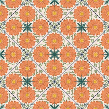 desenli çiçek desenli etnik çiçekli tekstil kumaş çizimi