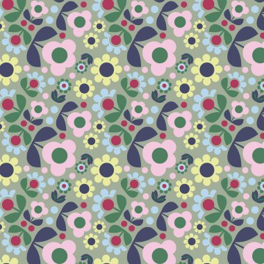 desenli çiçek desenli etnik çiçekli tekstil kumaş çizimi