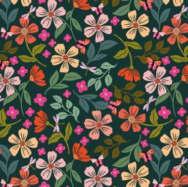 desenli çiçek desenli etnik çiçekli tekstil kumaş çizimi