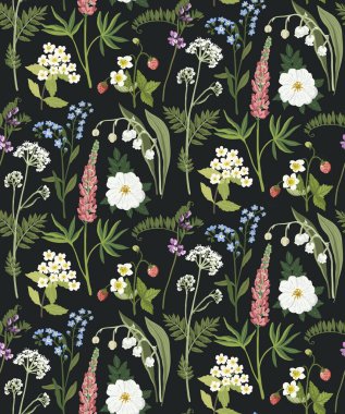 desenli çiçek desenli illüstrasyon kumaş tasarımı