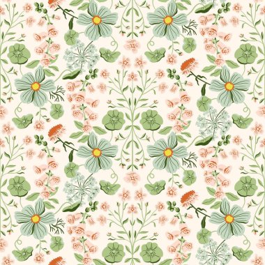 desenli çiçek desenli illüstrasyon kumaş tasarımı