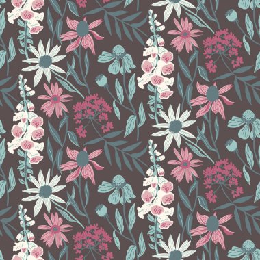 desenli çiçek desenli illüstrasyon kumaş tasarımı