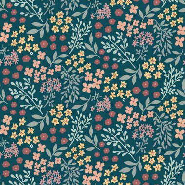 desenli çiçek desenli illüstrasyon kumaş tasarımı