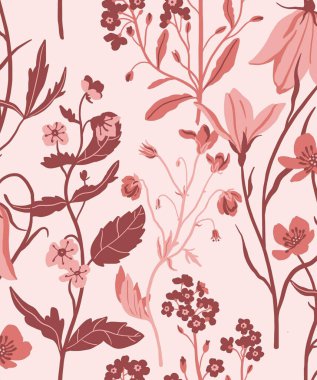 desenli çiçek desenli illüstrasyon kumaş tasarımı