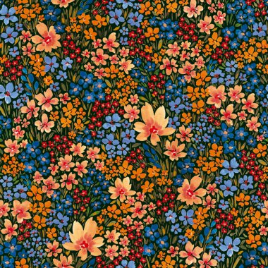 Kusursuz desenli tekstil desenli çiçek desenli sanat kumaşı çizimi