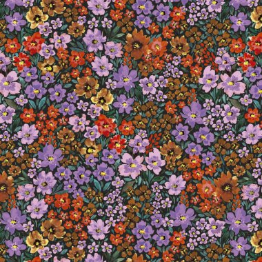 Kusursuz desenli tekstil desenli çiçek desenli sanat kumaşı çizimi