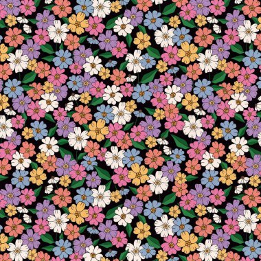 Kusursuz desenli tekstil desenli çiçek desenli sanat kumaşı çizimi