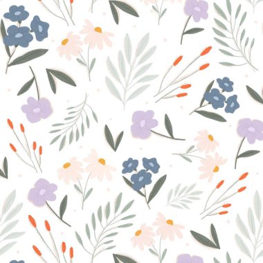 Kusursuz desenli tekstil desenli çiçek desenli sanat kumaşı çizimi