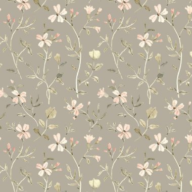 Kusursuz desenli tekstil desenli çiçek desenli sanat kumaşı çizimi