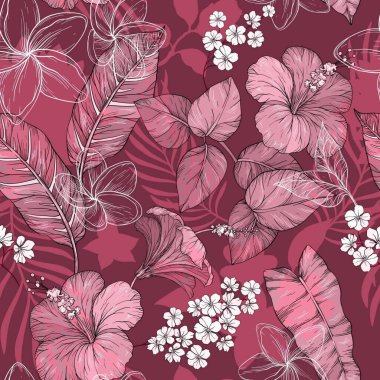 Kusursuz desenli çiçek desenli sanat tasarımı çizimi