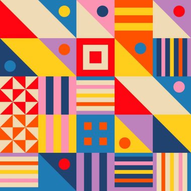 Renkli karelerle soyut geometrik desen. vektör