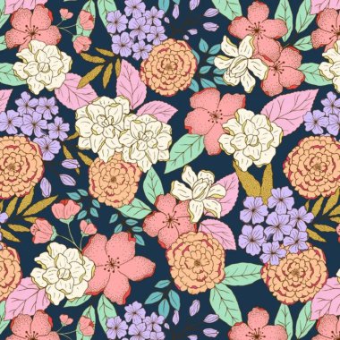 Kusursuz çiçek desenli sanat tasarımı çizimi