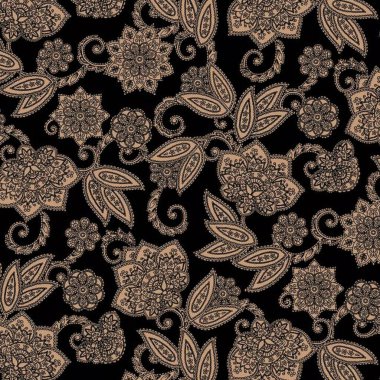 Kusursuz çiçek desenli sanat tasarımı çizimi