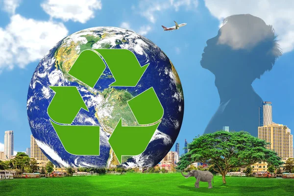 reuse concept Recycle. Protect the environment, reduce pollution, love the world.