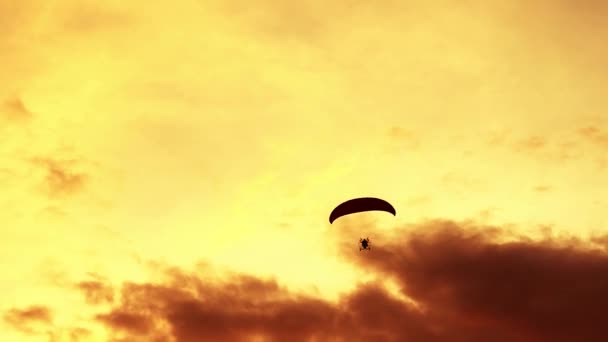 Paraglidista Nad Oblohou Večerních Hodinách — Stock video
