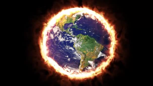 Globalne Ocieplenie Ogień Koncepcyjny Który Pali Świat — Wideo stockowe