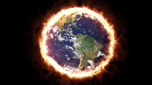 燃烧世界的全球变暖概念之火 — 图库视频影像