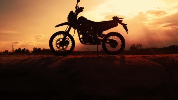 Мотокросс Велосипед Горе Вечернее Время Хобби Свобода Идей — стоковое видео