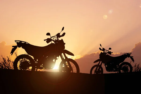 Motocross motorcycles silhouette. motorcycle travel concept