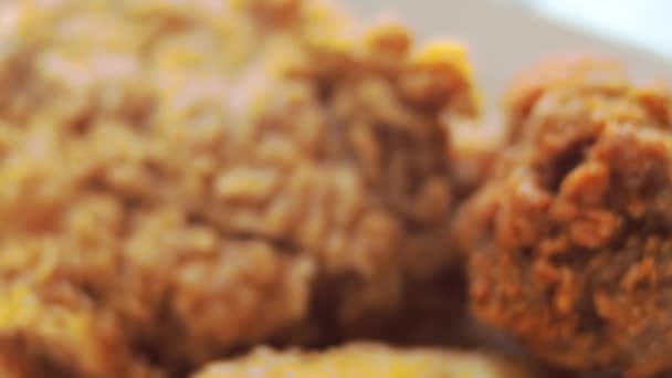 Junk Food Concept High Fat Fried Chicken Delicious Destroys Health — стоковое видео