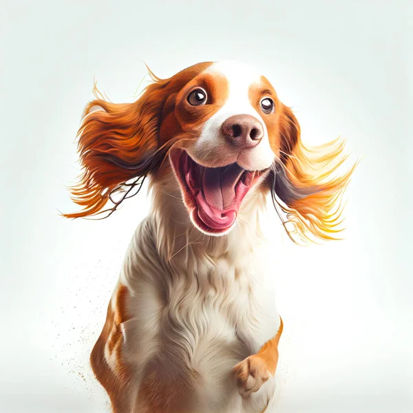 Portrait of smiling dog on white background, 3d illustration