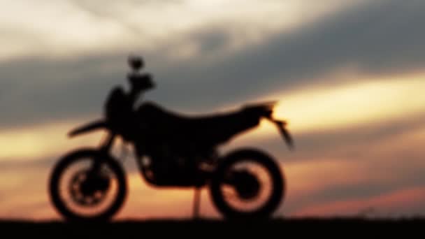 Motocross Silhouette Evening Mountains — Stock video
