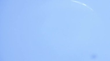 Slow motion 4X water droplets falling on water surface