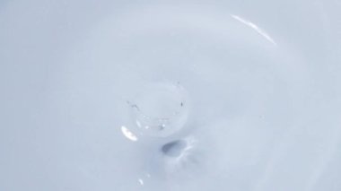 Slow motion 4X water droplets falling on water surface