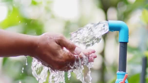 Clean Water Life Man Washing Hands Good Water Management Makes — Vídeos de Stock