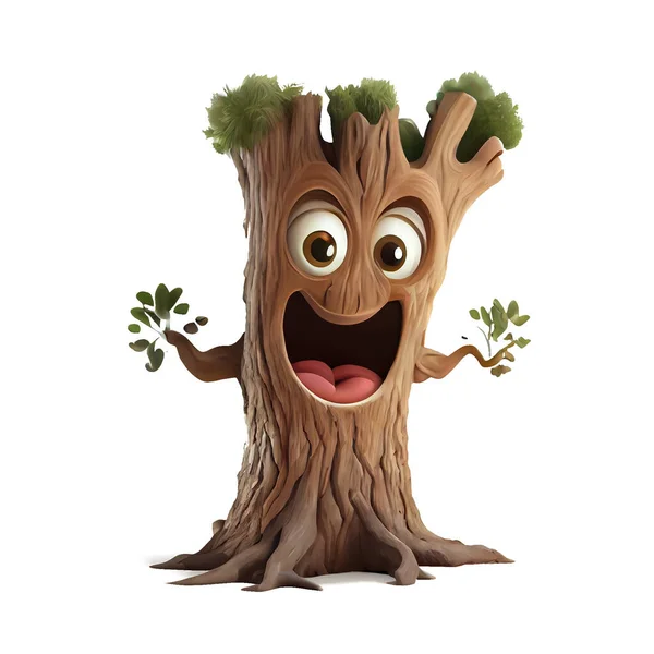 funny illustration of cartoon tree  isolated on a white background