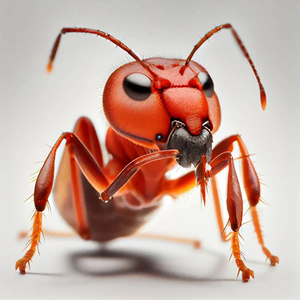 red ant on a white background, 3d render
