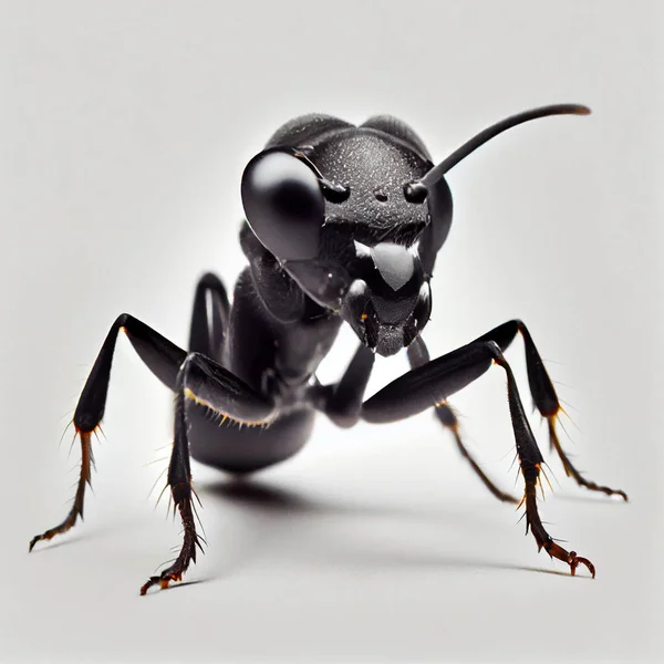 black ant on a white background, 3d render