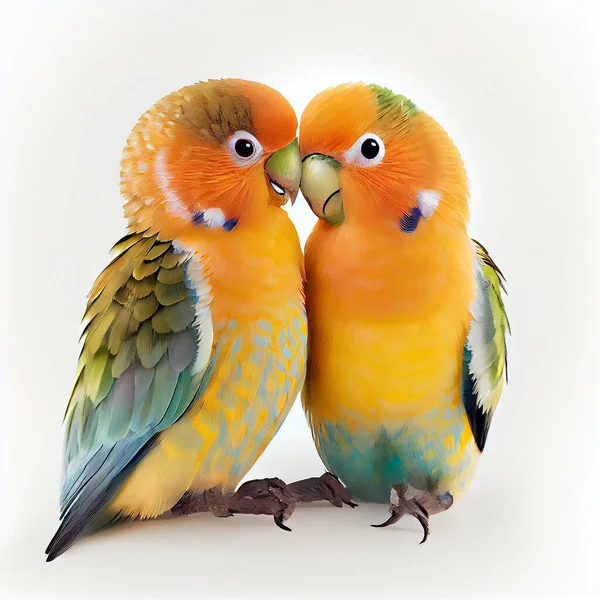 parrots isolated on on white background, 3d illustration