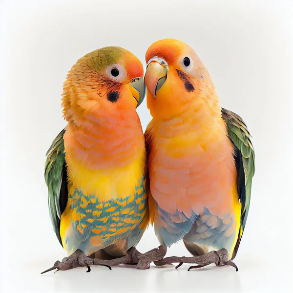 parrots isolated on on white background, 3d illustration