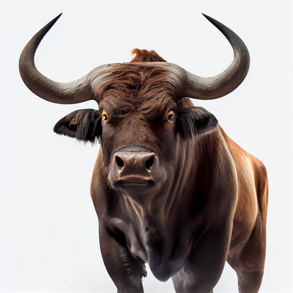 fierce bull on white background, 3d illustration