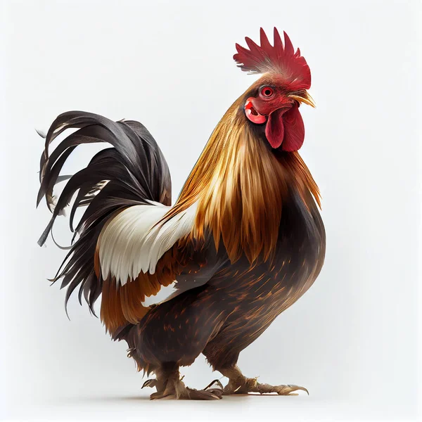 rooster isolated on white background, 3d illustration