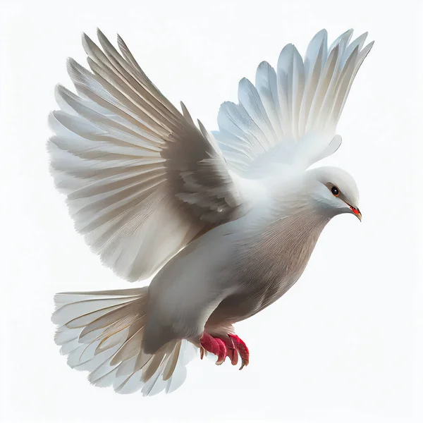 white dove in the flight isolated on background