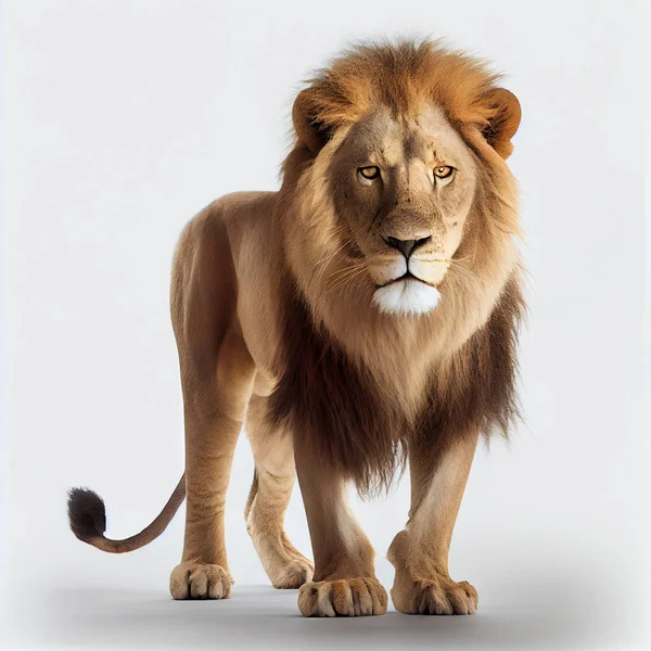 Full body of lion on a white background