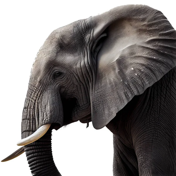 Side view Thai elephant on a white background, 3d illustration